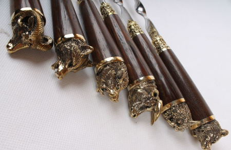 Набор шампуров с декоративным литьем и дер. ручкой "Пирушка на опушке" (6 шт)